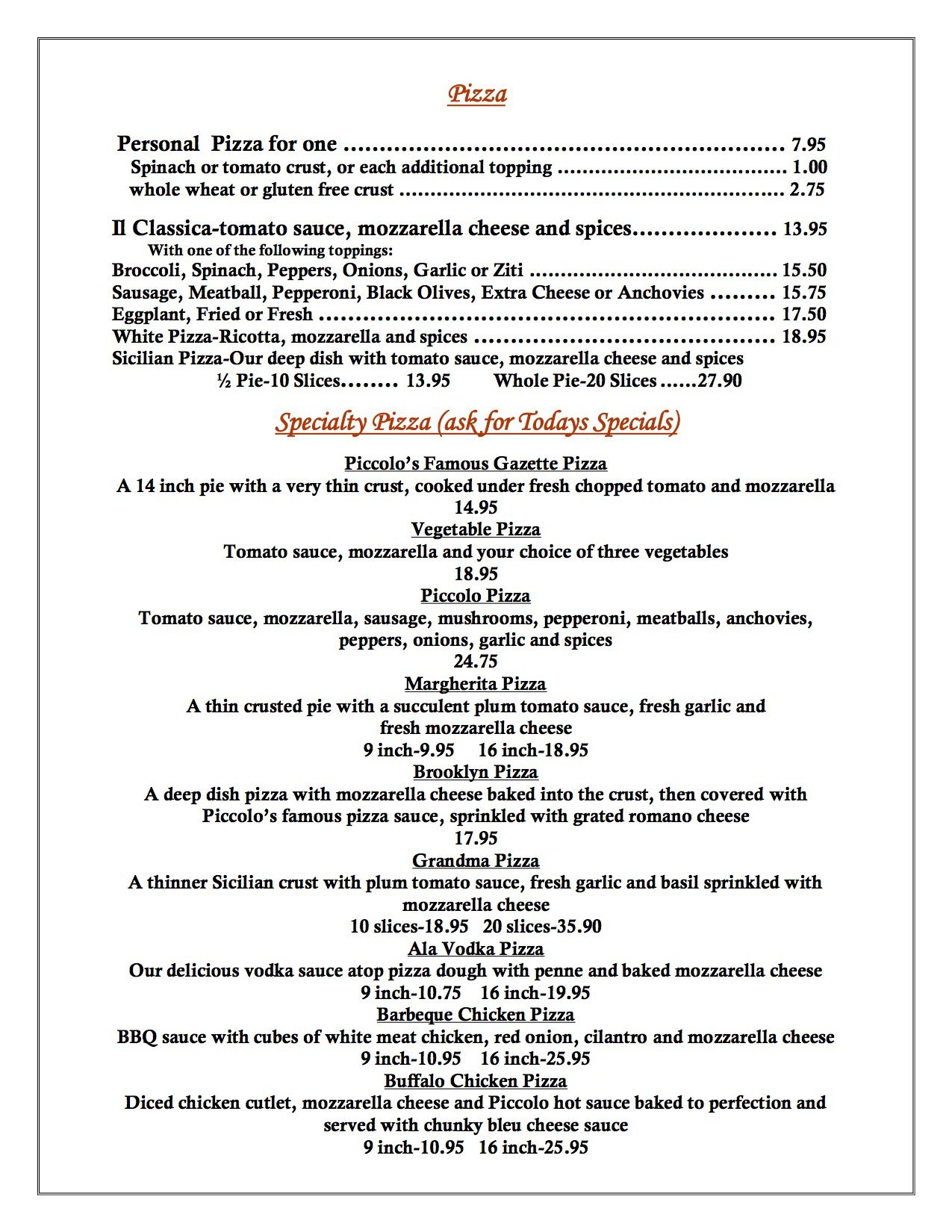 Dinner Piccolo Ristorante Bellmore, NY